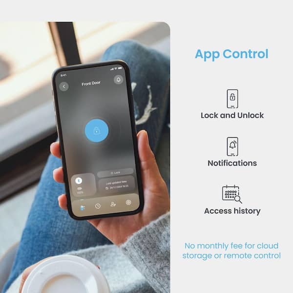 Lockly Model-S Satin Nickel Single-Cylinder Deadbolt Smart Lock with Hack-proof Touchsreen Keypad and Mobile App Control