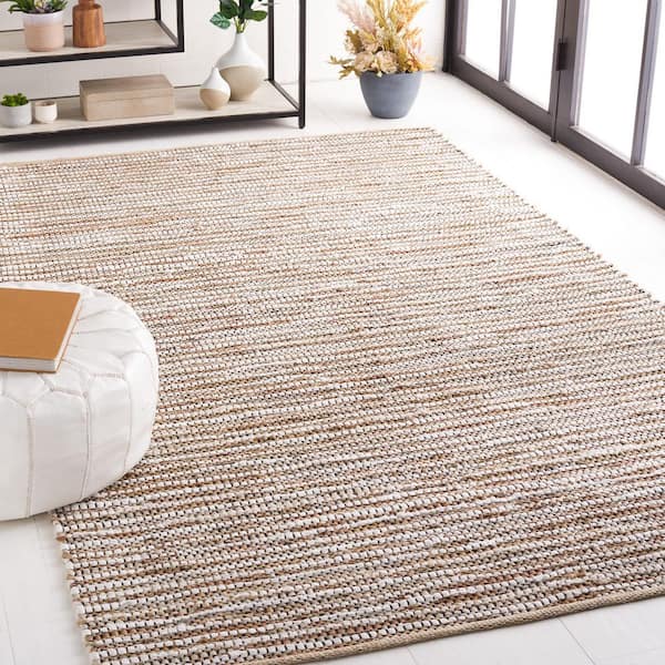 Vintage Leather 8 ft. x 10 ft. Beige/Ivory Striped Area Rug