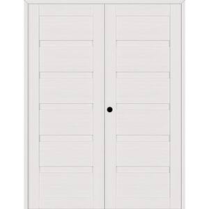 Louver 36 in. x 79.375 in. Right Active Snow White Wood Composite Double Prehung Interior Door