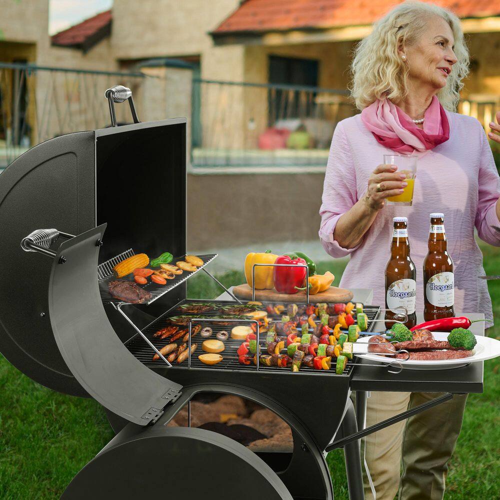 Royal Gourmet Black 48" Charcoal Grill with Offset Smoker