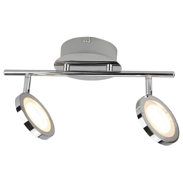 Unbranded 14 in. 2-Light Aluminum Chrome LED Semi-Flush Mount