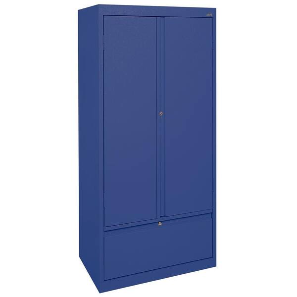 Sandusky Systems Series 30 in. W x 64 in. H x 18 in. D Storage Cabinet with File Drawer in Blue