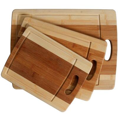 Classic 3-Piece Organic Bamboo Cutting Board Set with Drip Groove