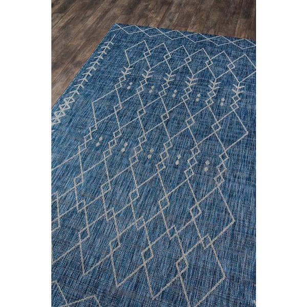 Villa Monaco Blue 2 ft. x 6 ft. Indoor Outdoor Runner Rug