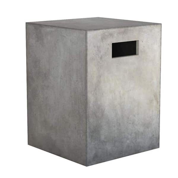 Benjara Concrete Gray Dining Stool with Side Handles