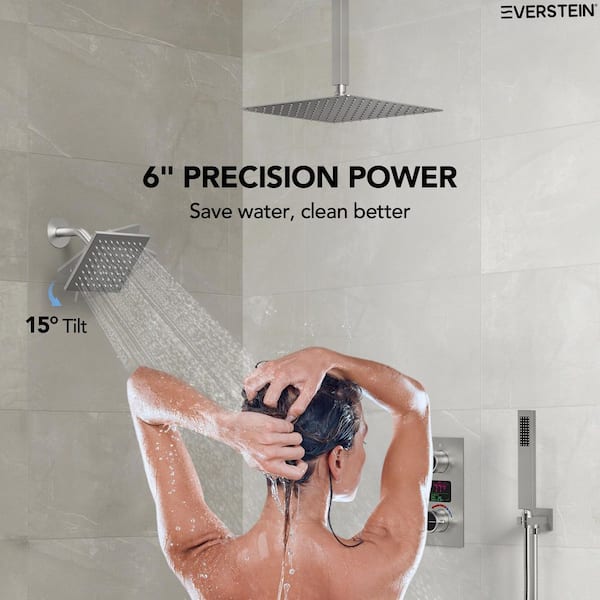EVERSTEIN 7-Spray 16 and 6 in. Dual Shower Heads Ceiling Mount