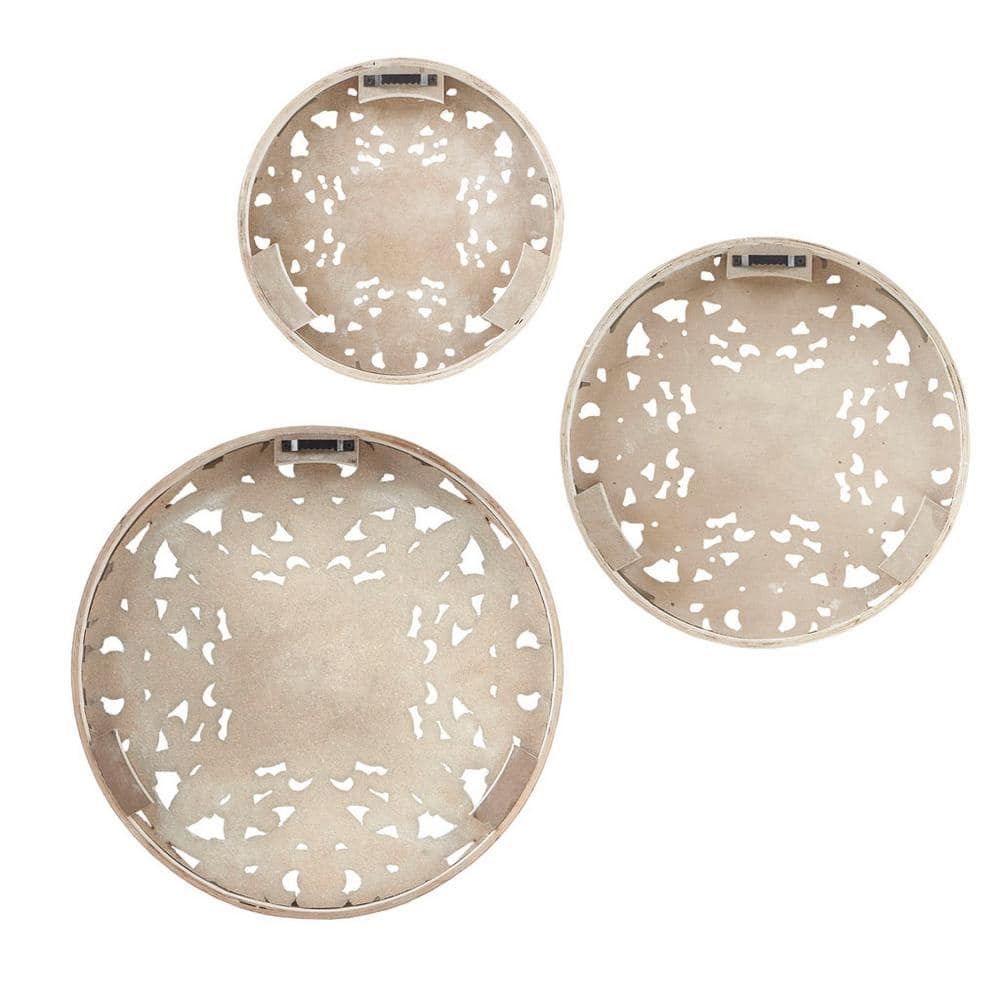 Madison Park Natural and White Fir Wood Medallion Wall Art Set
