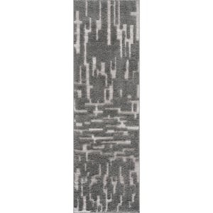 Artisan Shag Gray 2 ft. x 8 ft. Abstract Indoor Runner Rug