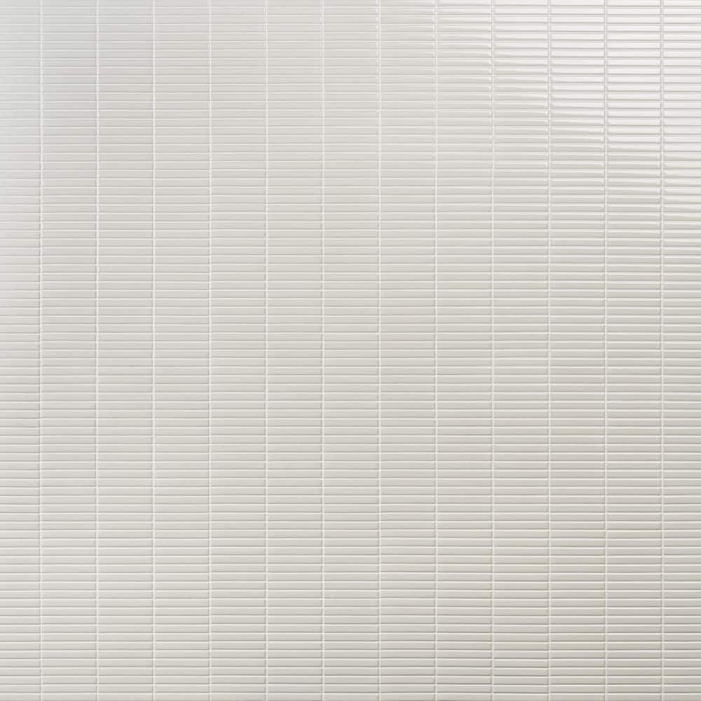 White Glossy Porcelain Stacked Mosaic Tile 11.19 x 11.9 Inch