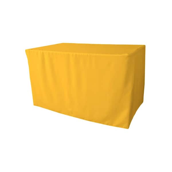 LA Linen 48 in. L x 30 in. W x 30 in. H Dark Yellow Polyester Poplin Fitted Tablecloth