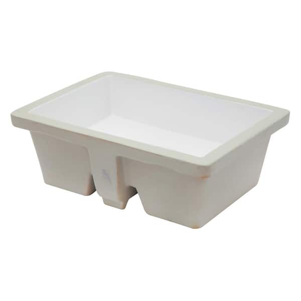 cadeninc 19 in. x 14 in. White Ceramic Rectangular Undermount Bathroom Sink with Overflow