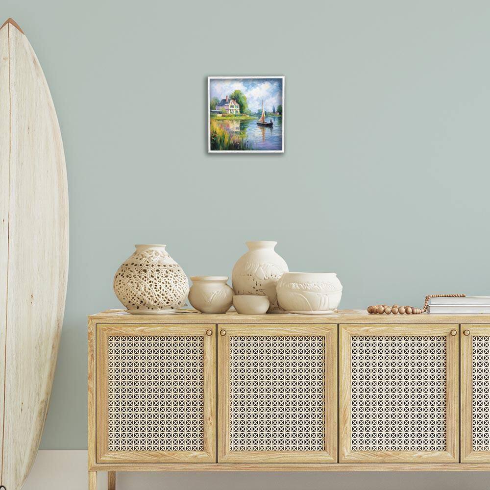 Boat Drifting Near Shore by Heidi Kuntz White Framed Nature Giclee Art Print 12 in. x 12 in. price history on PriceWatchPro