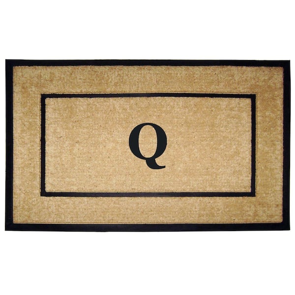 Nedia Home DirtBuster Single Picture Frame Black 30 in. x 48 in. Coir with Rubber Border Monogrammed Q Door Mat