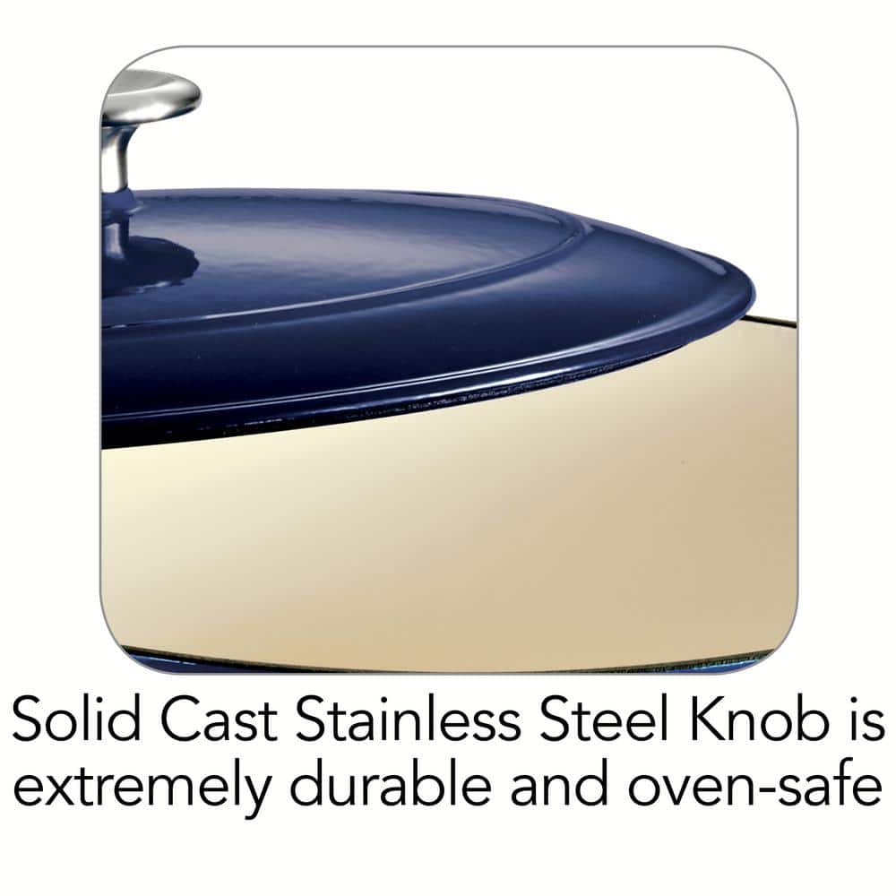 Cobalt Blue Enameled Cast Iron Oval Dutch Oven with Lid