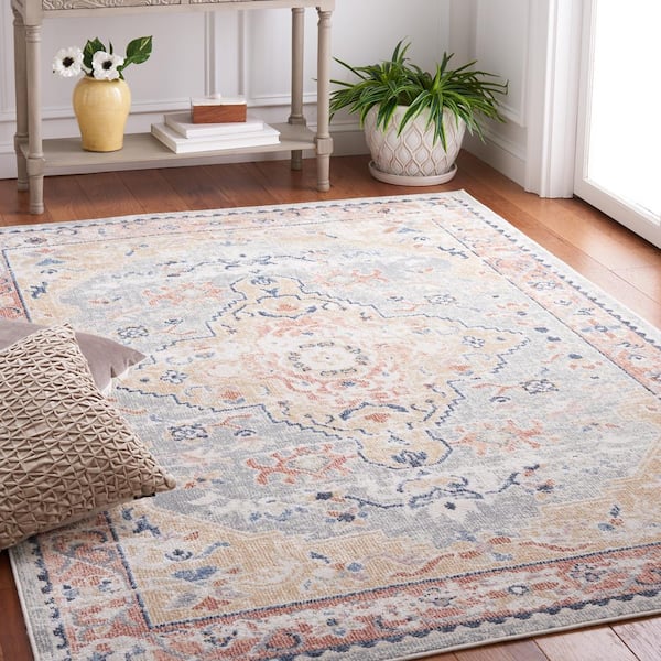 Bayside Sage/Gold 4 ft. x 6 ft. Border Floral Medallion Area Rug