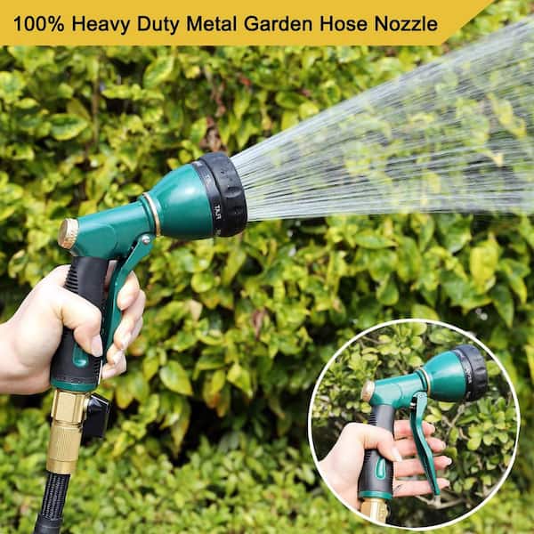 Garden Hose Nozzle Sprayer Heavy Duty, 100% Metal Nozzle High Pressure  Water Hose Nozzle with 7 Patterns B08LZ6K7X2 - The Home Depot