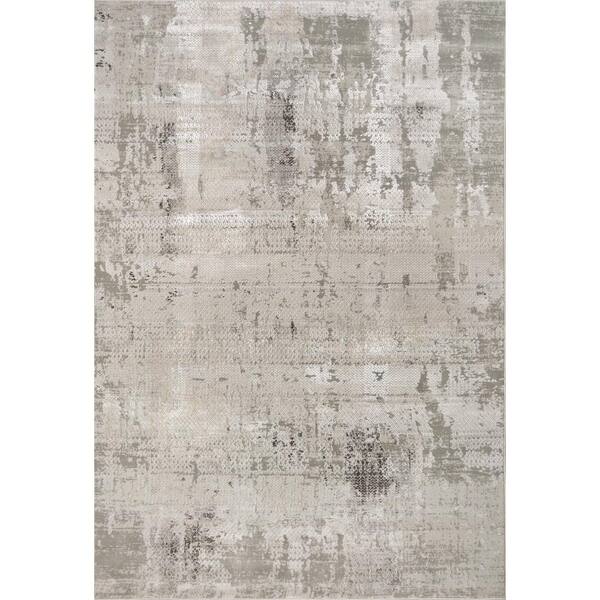 Dynamic Rugs Renaissance Ivory/Grey 2 ft. 2 in. X 7 ft. 7 in. Abstract ...