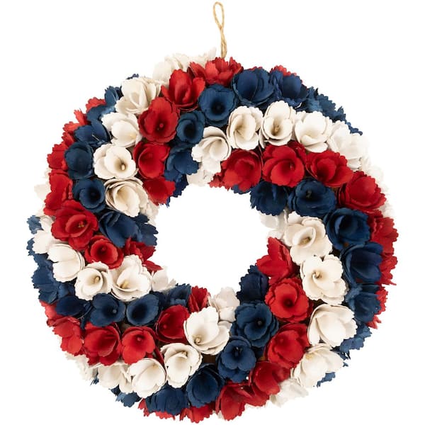 Northlight 14.5 in. Americana Artificial Floral Wooden Wreath