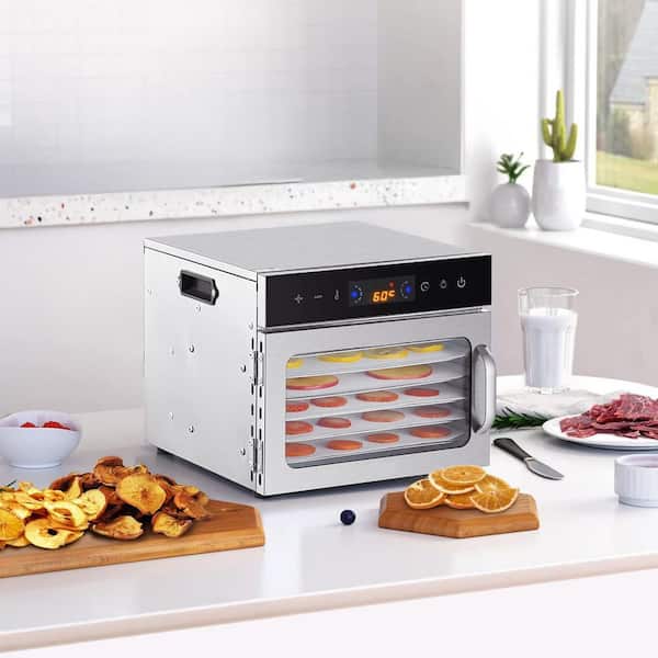 400 W Food Dehydrator Machine, 6 Stainless Steel Trays, Adjustable Temp & 24H Timer, Electric Dryer for Jerky, Meat