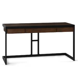 Erina Solid Acacia Wood Industrial 60 in. Wide Writing Office Desk in Farmhouse Brown