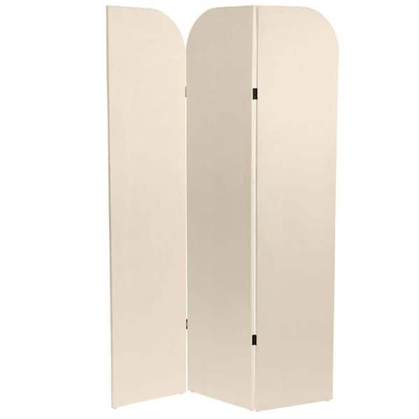 6 ft. Cream 3-Panel Modern Arch Velvet Room Divider