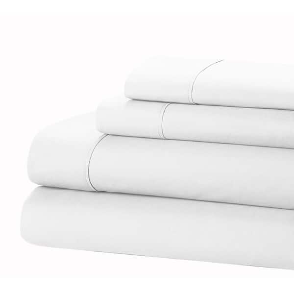 Home Dynamix 4Piece White Solid Microfiber King Sheet Set HDKJMFS100