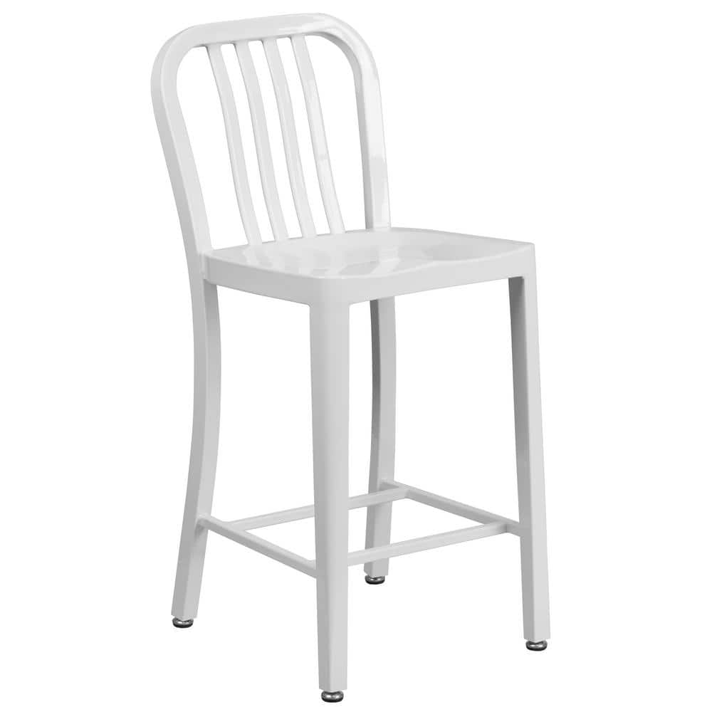 Flash Furniture 24 5 In White Metal Bar Stool CH6120024WH The Home Depot   White Flash Furniture Bar Stools Ch6120024wh 64 1000 