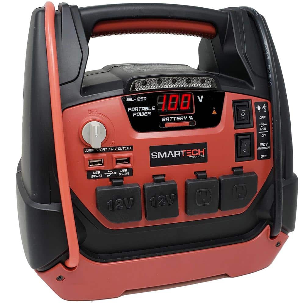 Smartech Products JSL-1250 Power Station with Jump Starter and 159 PSIAir  Compressor, two 120V power inventor outlets JSL-1250 - The Home Depot