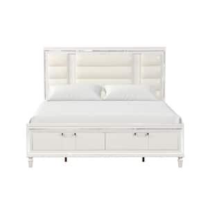 Genoa White Wood Frame Queen Panel Bed