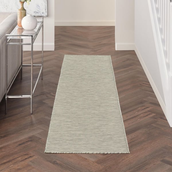 Positano Light Gray 2 ft. x 8 ft. Kitchen Runner Solid Modern Indoor/Outdoor Patio Area Rug