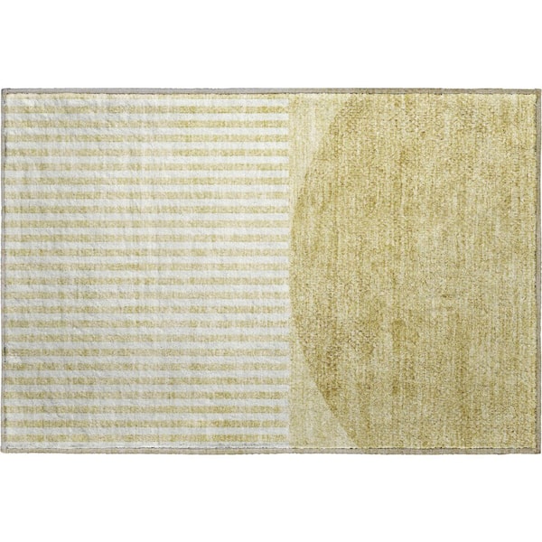 Mayfield Premium Machine Washable Abstract AMF2134 Wheat 2 ft. x 3 ft. Accent Rug