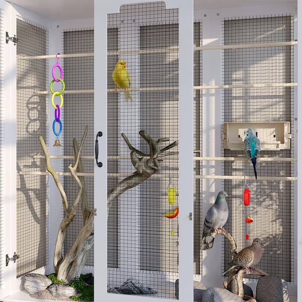 FUFU&GAGA 70.9 in. H White Wood Birdhouse for Finches, Parakeets