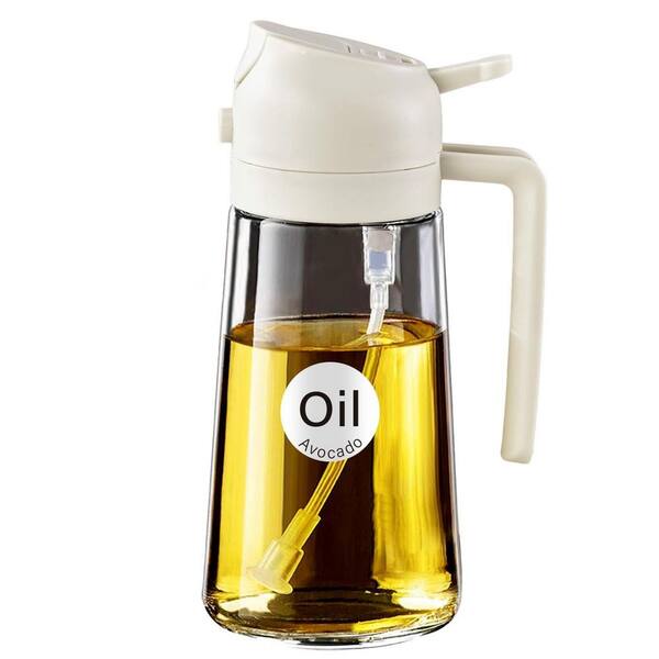 16 oz. White Glass 2 in 1 Oil Dispenser, Food Grade Premium Spray Bottle with Portion Control for Salad, Frying, BBQ