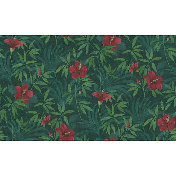 Advantage Malecon Green Floral Wallpaper Sample