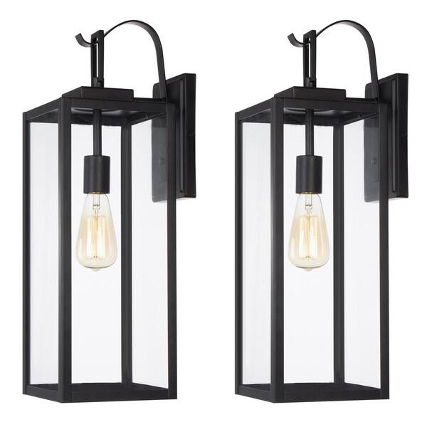 Hukoro Foothill 2248 In1 Light Matte Black Outdoor Wall Lantern Sconce With Clear Glass2 Pack