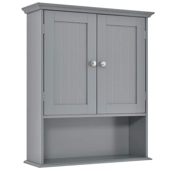 23.5 in. W x 8 in. D x 28 in. H Wall Mounted Bathroom Storage Wall Cabinet in Gray