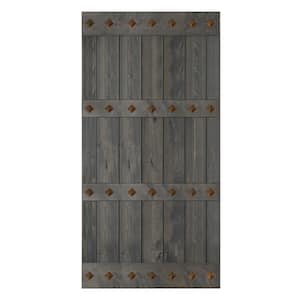 Mid-Century Style 42 in. x 84 in. Carbon Gray Finished DIY Knotty Pine Wood Sliding Barn Door Slab