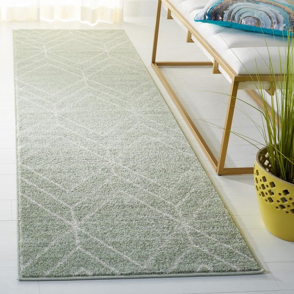 Adirondack 3 ft. x 22 ft. Sage/Ivory Diamond Runner Rug