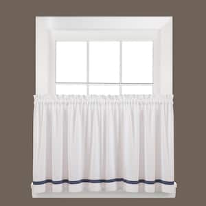 Kate 36 in. L Polyester Tier Curtain in Blue (2-Pack)