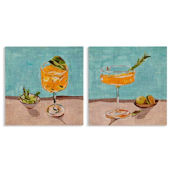 Stupell Industries Orange Cocktail Still Lifes by Melissa Wang 2 Pieces Unframed Food Graphic Art Print 17 in. x 17 in.