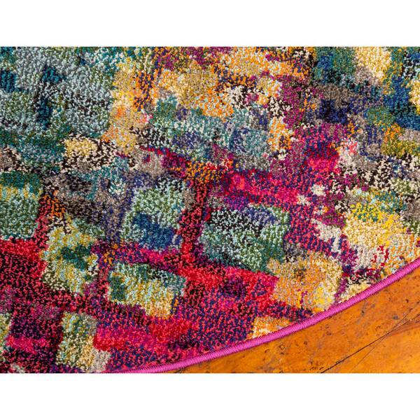 Unique Loom Jardin 12 ft Round Multi Abstract Area Rug