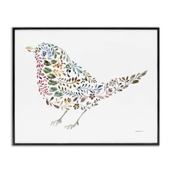 Floral Nature Bird by Danhui Nai Black Framed Animal Giclee Art Print 16 in. x 20 in.