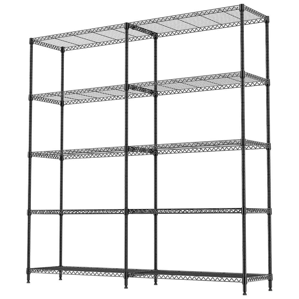 5-Tire Metal Adjustable Storage Shelving Unit in Black for Pantry Kitchen Garage (67 in. W x 71 in. H x 16 in. D) price history on PriceWatchPro
