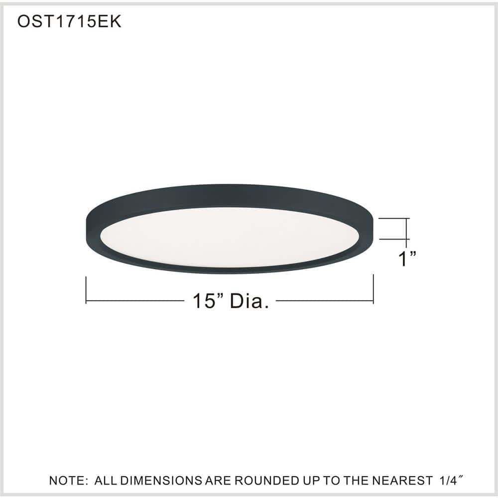 Sleek Earth Black 15" Aluminum LED Flush Mount with White Acrylic Shade
