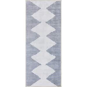 Apollo Bree Ivory Grey 2 ft. x 5 ft. Runner Moroccan Moroccan Diamond Flat-Weave Area Rug
