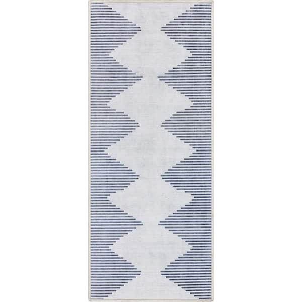 Well Woven Apollo Bree Ivory Grey 2 ft. x 5 ft. Runner Moroccan Moroccan Diamond Flat-Weave Area Rug