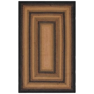 Braided Gold Sage Doormat 3 ft. x 5 ft. Striped Border Area Rug