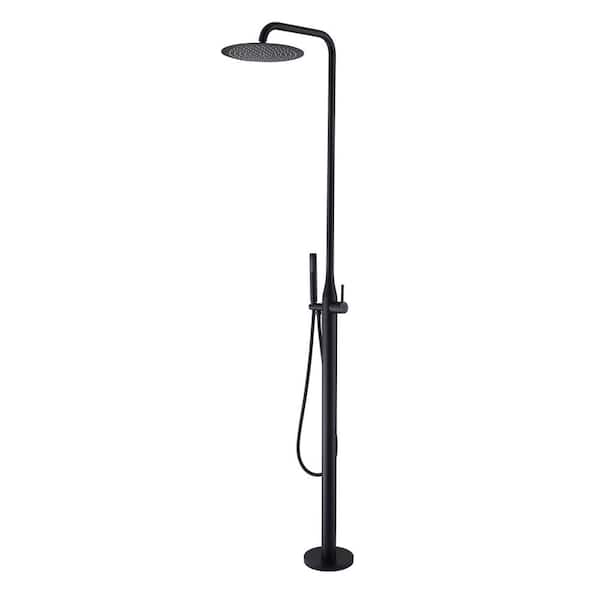 Single Handle 1-Spray Outside Shower Faucet 1.8 GPM with Ceramic Disc Valves Freestanding Shower System in Matte Black