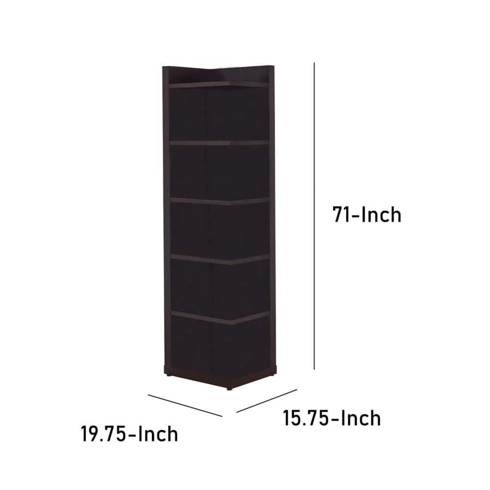 Casual Contemporary Cappuccino Corner Bookcase with 5 Shelves