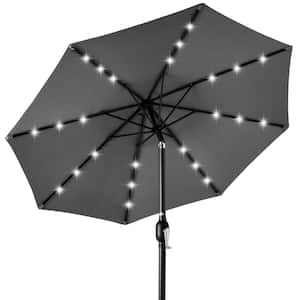 10 ft. Market Solar Tilt Patio Umbrella in Gray